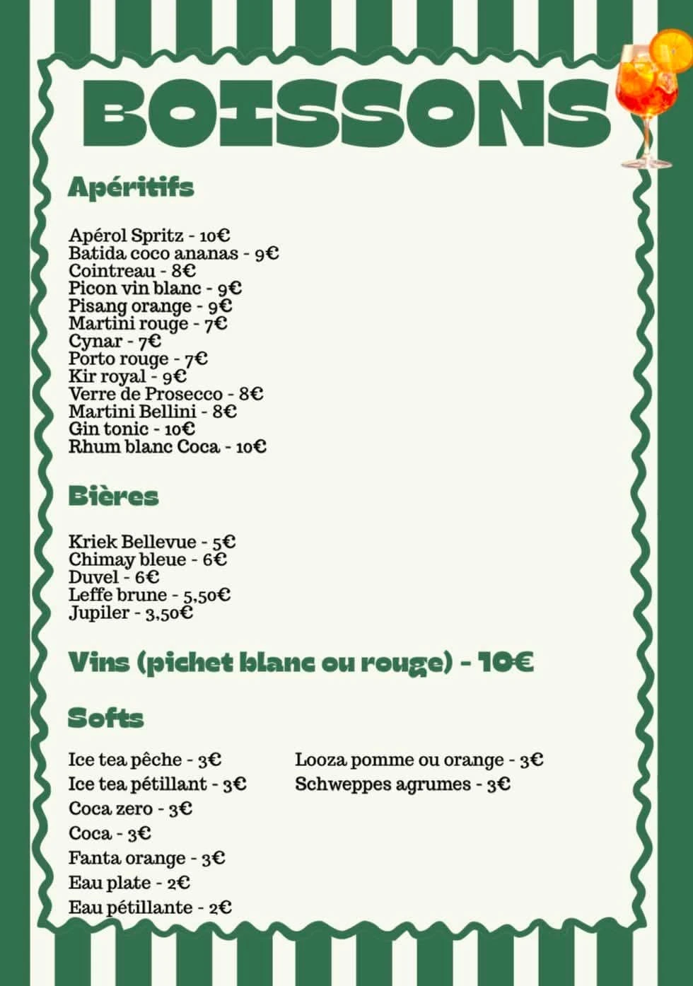 Carte des boissons du restaurant Da Giaccio e Lombardo